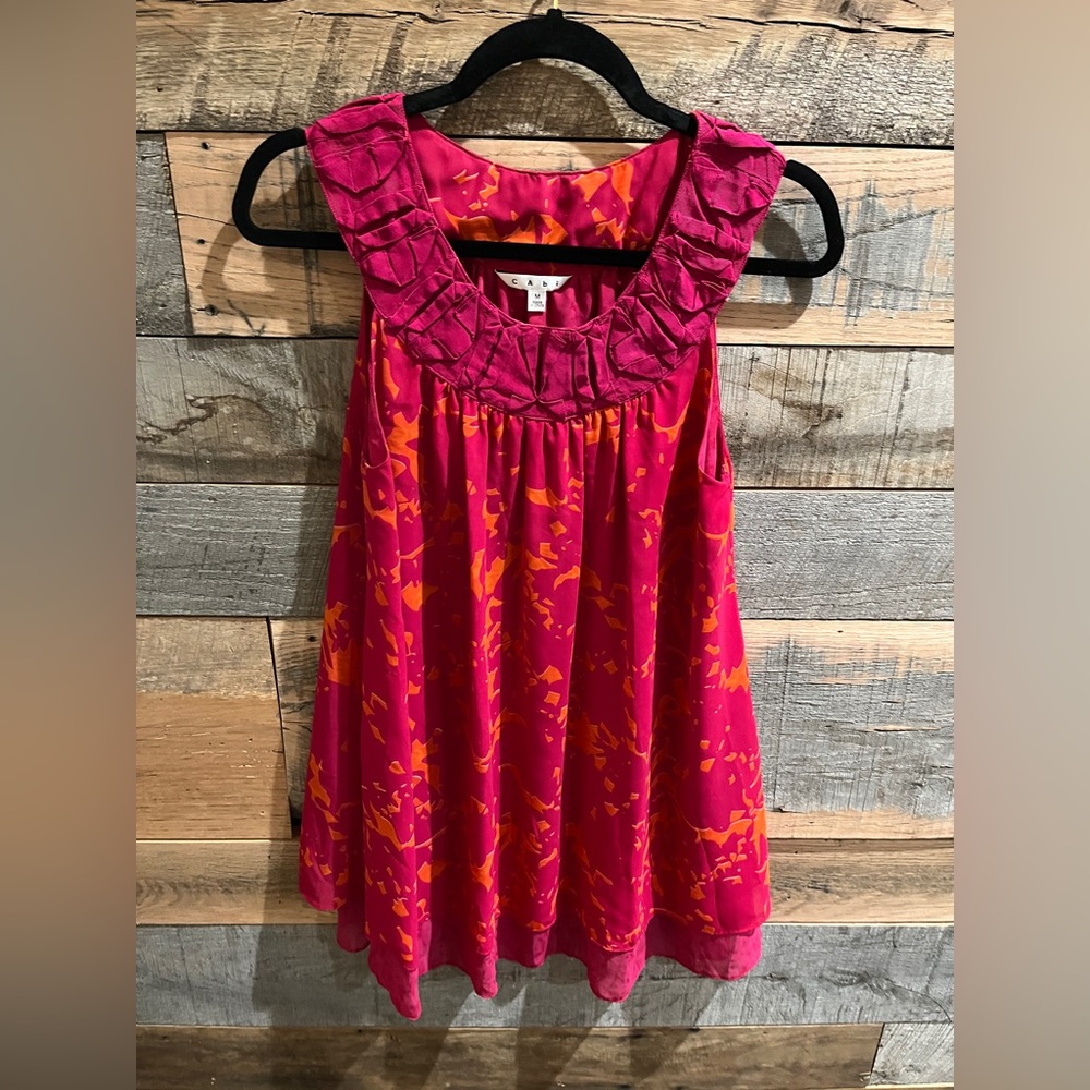 Cabi #999 Vintage Origami Tunic Top Fuchsia & Orange NWOT
